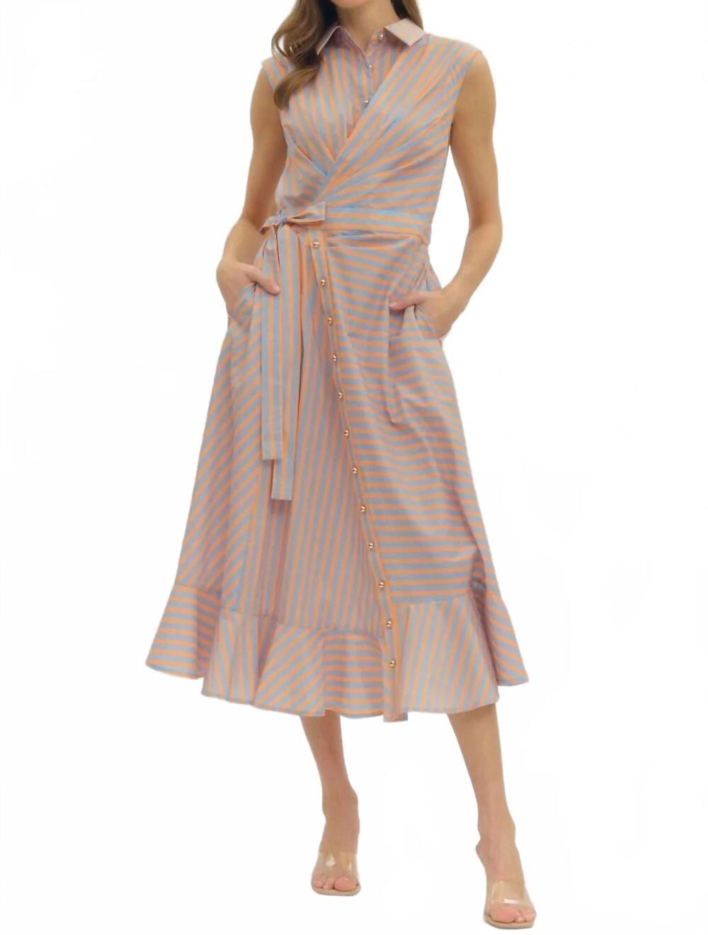 NEW ENTRO amalfi tide midi dress in orange